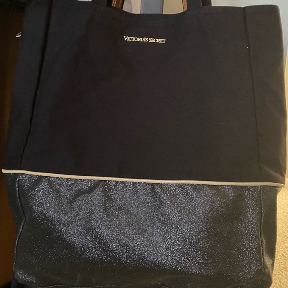 Victoria's Secret Black Tote w/Glitter Bottom - Picture 1 of 4